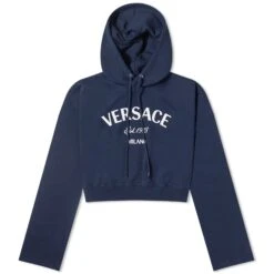 Versace Cropped Hoodie With Front Logo
