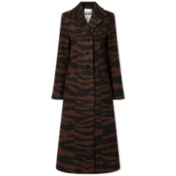 GANNI Wool Jacquard Fitted Coat