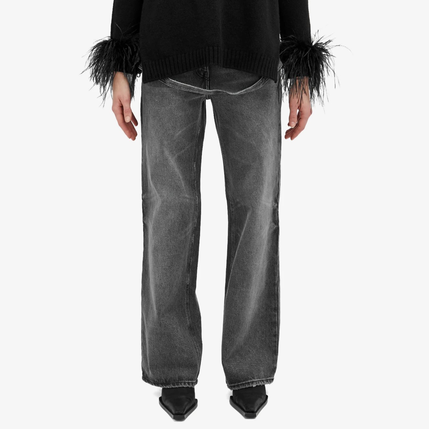 COURREGES Courrèges One Strap Stone Denim Baggy Pants 4 COURREGES Courrèges One Strap Stone Denim Baggy Pants - Image 2