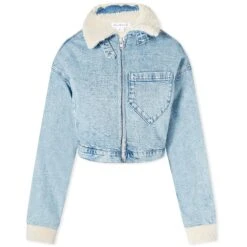 Good American Uniform Crop Zip Denim & Jacket