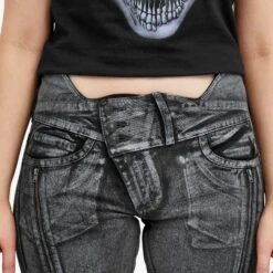 Ottolinger Big Waistband Drape Denim Jeans -Vibrant Vogue 11 01 24 TC 1704712 BLKPNT 9 1