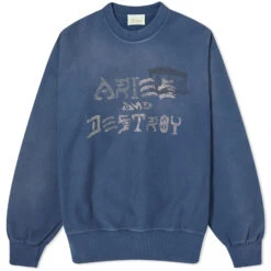 Aries Aged Aries And Destroy Diamante Crew Sweat