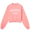 Sporty & Rich Wellness Club Flocked Cropped Crew Sweat