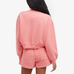 Sporty & Rich Wellness Club Flocked Cropped Crew Sweat -Vibrant Vogue 15 02 2024 LB CRAW2364RE PNK 7 1