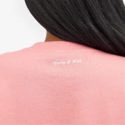 Sporty & Rich Wellness Club Flocked Cropped Crew Sweat -Vibrant Vogue 15 02 2024 LB CRAW2364RE PNK 9 1