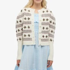 Shrimps Flower Knit Cardigan -Vibrant Vogue 17 07 23 JF AN KN CRM BRW PRL 30 SH 6 1