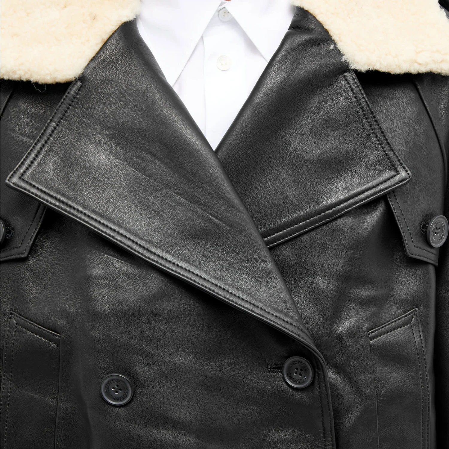 Meotine Bobby Leather Jacket With Fur Collar 7 Meotine Bobby Leather Jacket With Fur Collar - Image 5