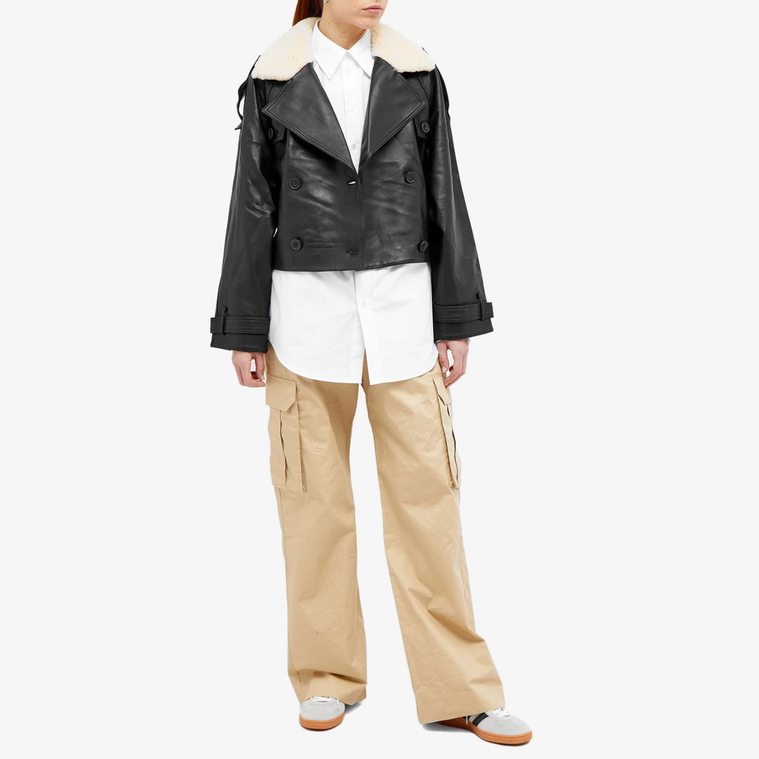 Meotine Bobby Leather Jacket With Fur Collar 6 Meotine Bobby Leather Jacket With Fur Collar - Image 4