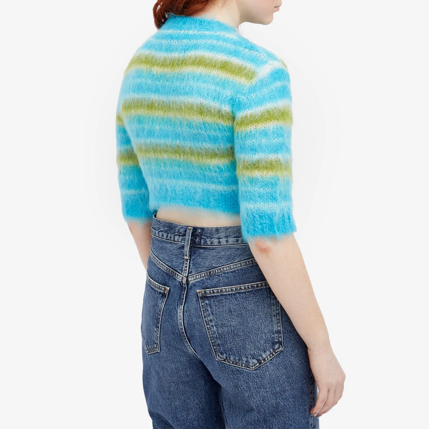 Marni 3/4 Sleeve Brushed Multicolor Stripes Cropped Sweater 5 Marni 3/4 Sleeve Brushed Multicolor Stripes Cropped Sweater - Image 3