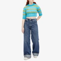 Marni 3/4 Sleeve Brushed Multicolor Stripes Cropped Sweater 10 Marni 3/4 Sleeve Brushed Multicolor Stripes Cropped Sweater -Vibrant Vogue 20 12 23 TC GCMD0503Q0 RGB44 m8 1