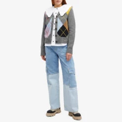 GANNI Harlequin Wool Mix Knit Cardigan -Vibrant Vogue 22 01 2024 JA K2102 523 m9 1