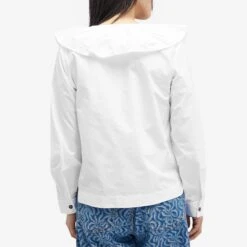 GANNI Cotton Poplin Ruffle V-neck Blouse -Vibrant Vogue 22 01 2024 LB F8701 151 8 1