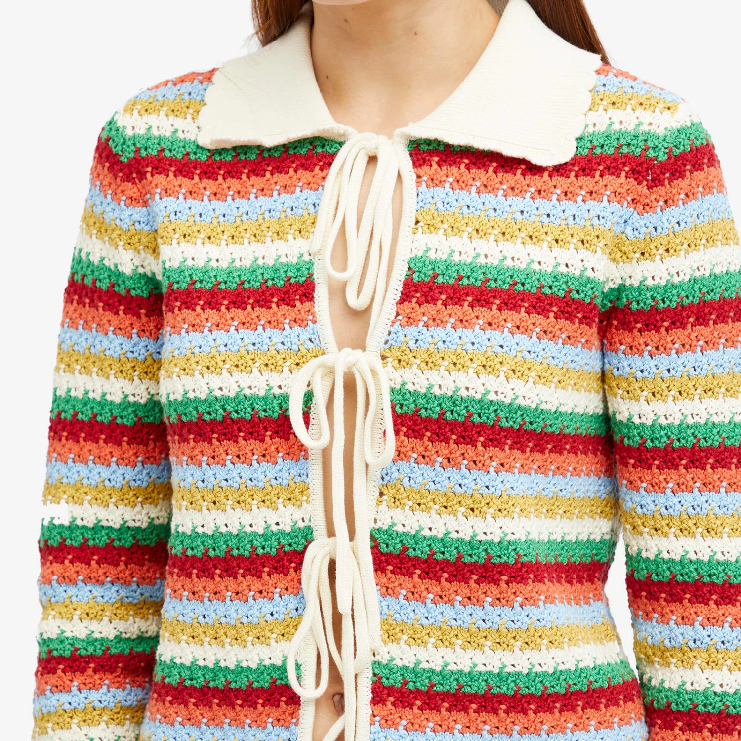 KITRI Evie Multi Striped Crochet Knit Top 7 KITRI Evie Multi Striped Crochet Knit Top - Image 5