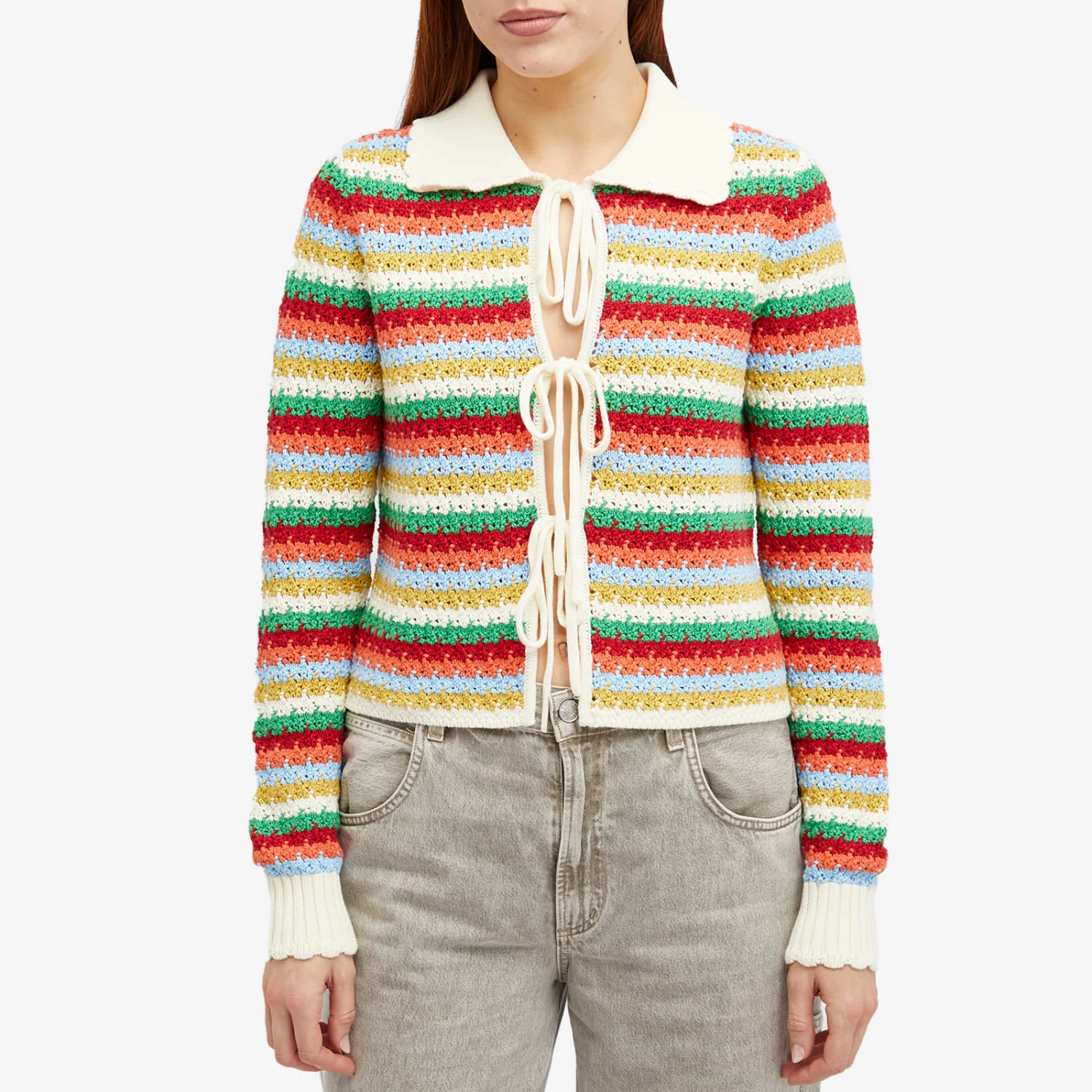 KITRI Evie Multi Striped Crochet Knit Top 4 KITRI Evie Multi Striped Crochet Knit Top - Image 2