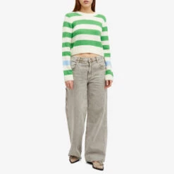 KITRI Gillian Green Striped Cropped Knit Top -Vibrant Vogue 22 01 2024 SI 2301911GS m9 1