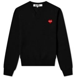 Comme Des Garçons Play Invader Heart V-Neck Pullover