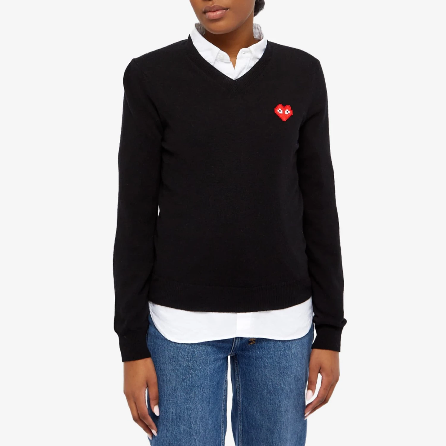 Comme Des Garçons Play Invader Heart V-Neck Pullover 4 Comme Des Garçons Play Invader Heart V-Neck Pullover - Image 2